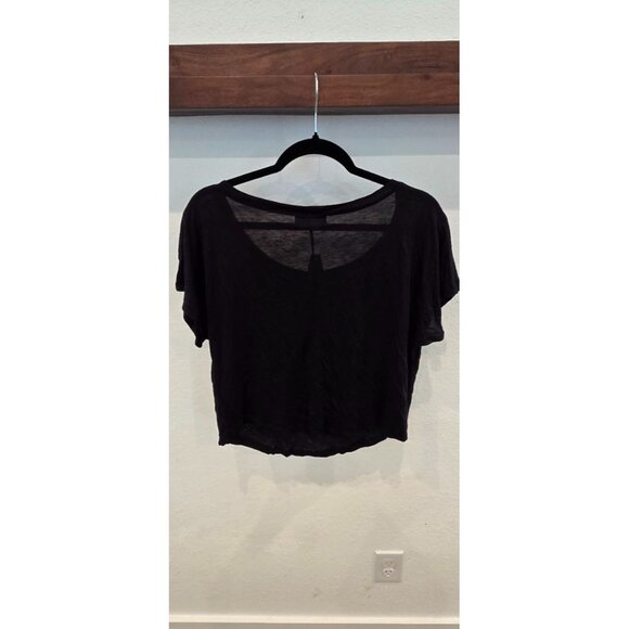 The Classic Womens Crop Top With Beaded Owl Design Black Made In USA Lightweight - Picture 4 of 4